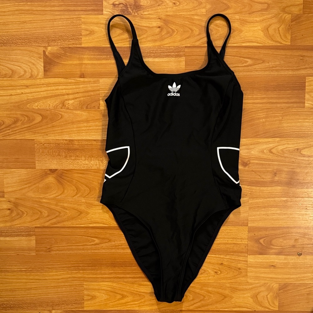 ADIDAS TREFOIL SCOOP BACK UNLINED ONE PIECE SWIMSUIT SMALL NEW
